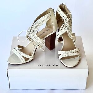 Via Spiga Women's Leather Lace Up Heel Sandals